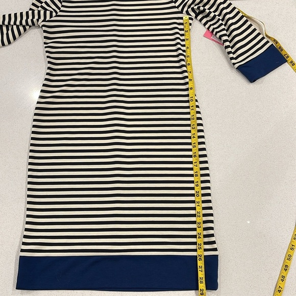 NWT Isaac Mizrahi Boatneck Black & Blue Striped Knit Midi Dress Nautical Size S - Picture 9 of 9